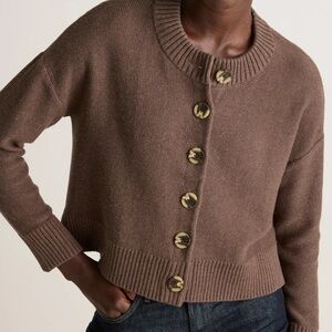 Quince Heather Brown 100% Organic Cotton Cropped Cardigan Size S